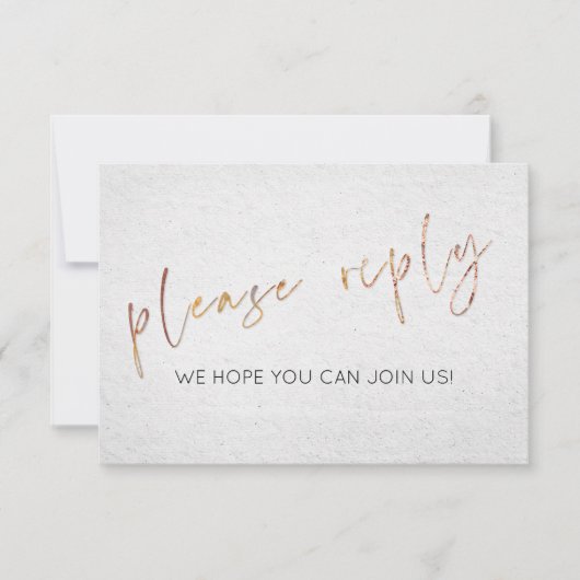 白黒ミニマル金ゴールド式結婚式RSVPの食事 招待状 (正面)