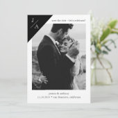 白黒ミニマル・モノグラム祝写真 セーブザデート (スタンド正面)