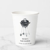 白黒ミニマルBBQグリルベビーシャワー 紙コップ (裏面)