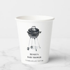 白黒ミニマルBBQグリルベビーシャワー 紙コップ