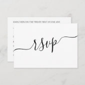 白黒ミニマルQRコードウェディングRSVP 出欠カード (正面/裏面)