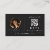 白黒ミニマルQRコードプロフェッショナル写真 名刺 (裏面)