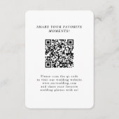 白黒ミニマルQRコード結婚の写真 エンクロージャーカード (正面)