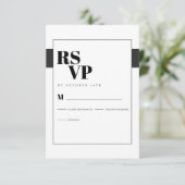 白黒ミニマルRSVP 出欠カード (スタンド正面)