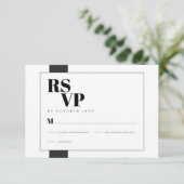 白黒ミニマルRSVP 出欠カード (スタンド正面)