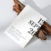 白黒ミニマ結婚リストタイポグラフィ+ QR 招待状