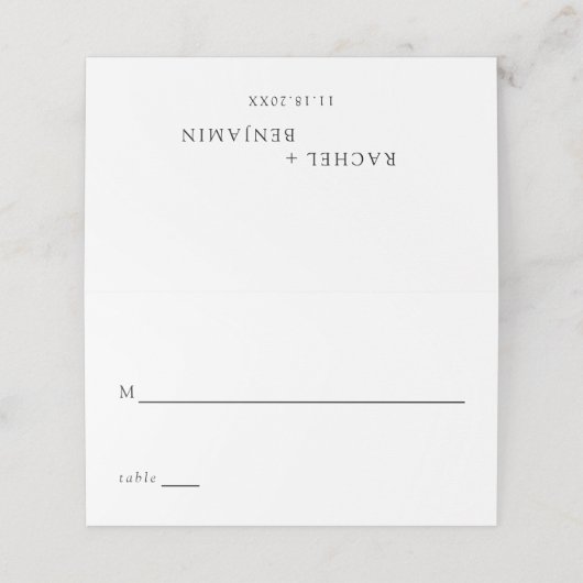 白黒ミニマ結婚リスト伝統的モダン プレイスカード (外部開封)
