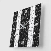 白黒ミュージカルのウストライプォールクロック スクエア壁時計 (傾斜)