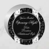 白黒ミュージカルストライプラウンド招待状 招待状 (正面/裏面)