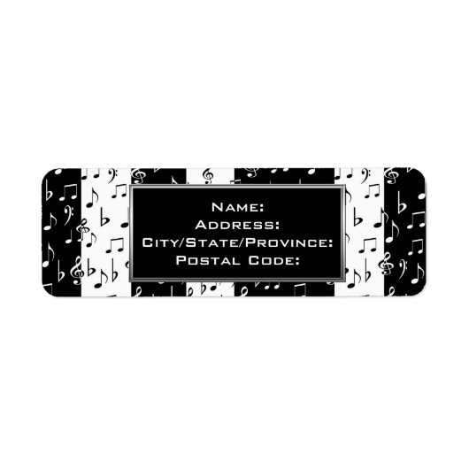 白黒ミュージカルストライプ住所 シール (正面)