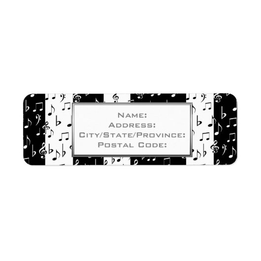 白黒ミュージカルストライプ住所 シール2 ラベル (正面)