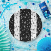 白黒ミュージカルストライプ紙プレート ペーパープレート (パーティー)