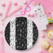 白黒ミュージカルストライプ紙プレート ペーパープレート (パーティー)