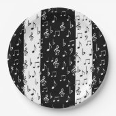 白黒ミュージカルストライプ紙プレート ペーパープレート (正面)