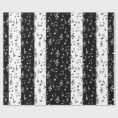 白黒ミュージカルストライプ ラッピングペーパー (フラット)