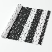 白黒ミュージカルストライプ ラッピングペーパー (アンロールド)