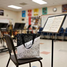 白黒ミュージカルトートバパーソナライズされたッグ