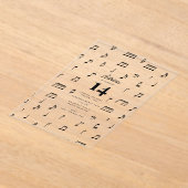 白黒ミュージカルノートのシンボルバースデーパーティー アクリル招待状 (レイダウン)