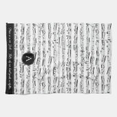 白黒ミュージカルノートカスタムモノグラム音楽 キッチンタオル (横)