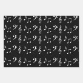白黒ミュージカルノートミュージシャン ラッピングペーパーシート (正面)