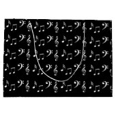 白黒ミュージカルノートミュージシャン ラージペーパーバッグ (裏面)