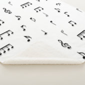 白黒ミュージカルノート記号パターン シェルパブランケット (3/4)