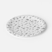 白黒ミュージカルノート記号パターン ペーパープレート (アングル)