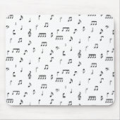 白黒ミュージカルノート記号パターン マウスパッド (正面)