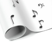 白黒ミュージカルノート記号パターン ラッピングペーパー (ロールコーナー)