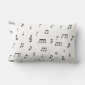 白黒ミュージカルノート記号パターン ランバークッション (裏面)