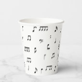 白黒ミュージカルノート記号パターン 紙コップ (裏面)