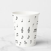 白黒ミュージカルノート記号パターン 紙コップ (右)