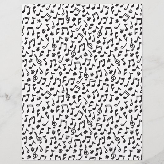 白黒ミュージカルノート音楽スクラップブック紙 (正面)