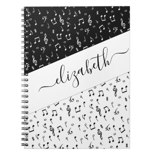 白黒ミュージカル パーソナライズされた ノートブック (正面)