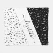 白黒ミュージカル パーソナライズされた フリースブランケット (正面(横))