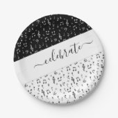 白黒ミュージカル パーソナライズされた ペーパープレート (正面)