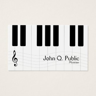 白黒ミュージシャンのピアノ 名刺
