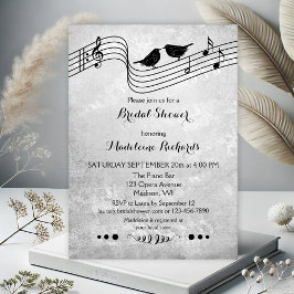 白黒ミュージックをテーマにしたブライダルシャワー招待状 招待状