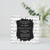 白黒ミュージックテーマ結婚式招待状 招待状 (スタンド正面)