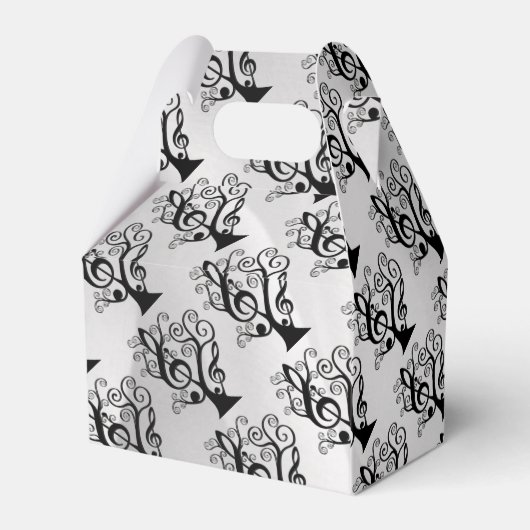 白黒ミュージックトレブルクレフ、 音符記号ツリーゲーブルボックス フェイバーボックス (裏面サイド)