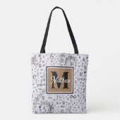 白黒ミュージックノートミュージシャンモノグラム トートバッグ (裏面)