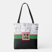 白黒ミュージックノートミュージシャンモノグラム トートバッグ (裏面)