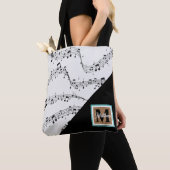 白黒ミュージックノートミュージシャンモノグラム トートバッグ (クローズアップ)