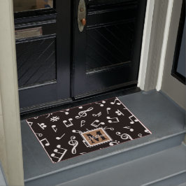 白黒ミュージックノートミュージシャンモノグラム ドアマット