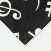 白黒ミュージックノートミュージシャンモノグラム フリースブランケット (角)