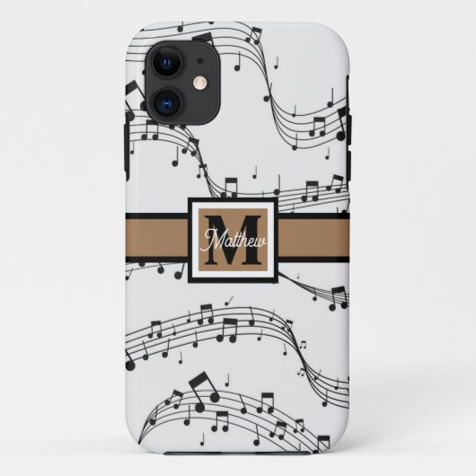 白黒ミュージックノートミュージシャンモノグラム Case-Mate iPhoneケース (裏面)