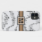 白黒ミュージックノートミュージシャンモノグラム Case-Mate iPhoneケース (裏面(横))