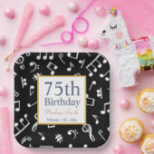 白黒ミュージックノートミュージシャン誕生日 ペーパープレート (パーティー)
