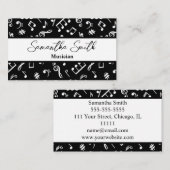 白黒ミュージックノートミュージシャン音楽先生 名刺 (正面/裏面)