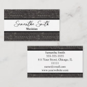 白黒ミュージックノートミュージシャン音楽先生 名刺 (正面/裏面)